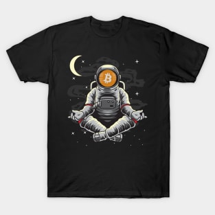 Astronaut Yoga BitCoin BTC To The Moon Crypto Token Cryptocurrency Wallet Birthday Gift For Men Women Kids T-Shirt